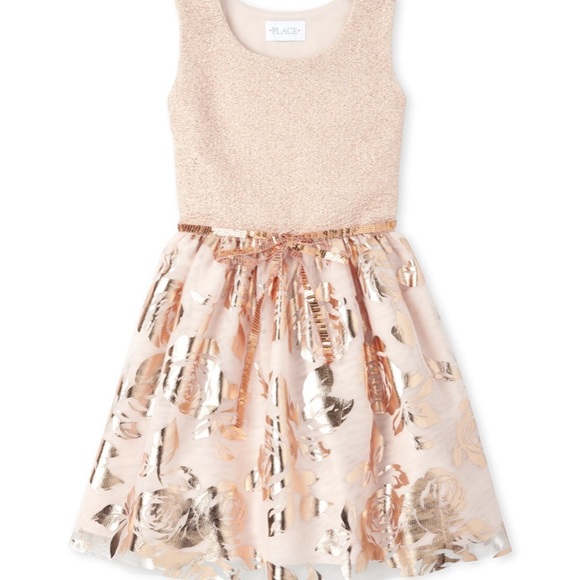 NWT Children’s Place rose gold dress - Picture 2 of 3